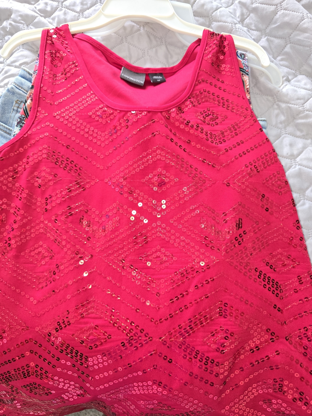 Covington Red Sequin Sleeveless Tank Top/ Womens Size S